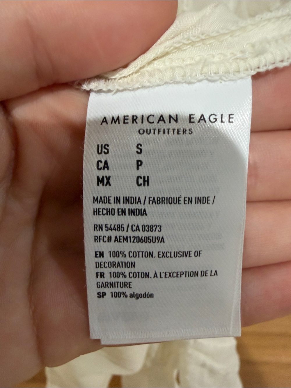 American Eagle Outfitters Ivory Ruffle-Trim Button Mini Dress - Picture 7 of 7